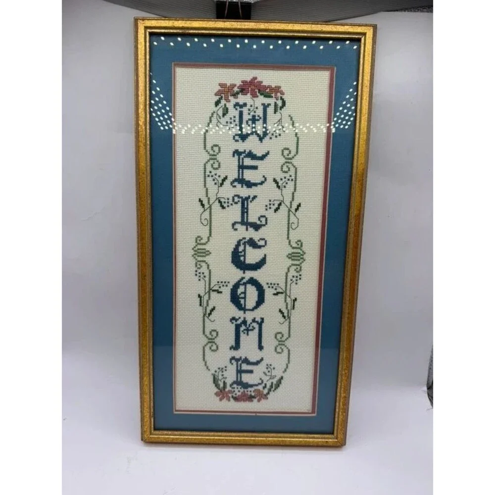 Gorgeous needle point welcome sign cottage core
